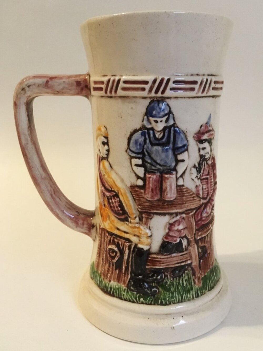 Beer Stein Ceramic Cup Collectible Mug Vintage Relief Bar Maid Tavern Tankard